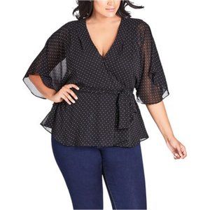 NWOT City Chic Polka-Dot Blouse with Kimono Sleeves - Size 18